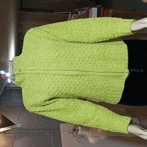 Sarah McKenzie Bright Green Long Sleeve Zip up Sweater Sz PM,